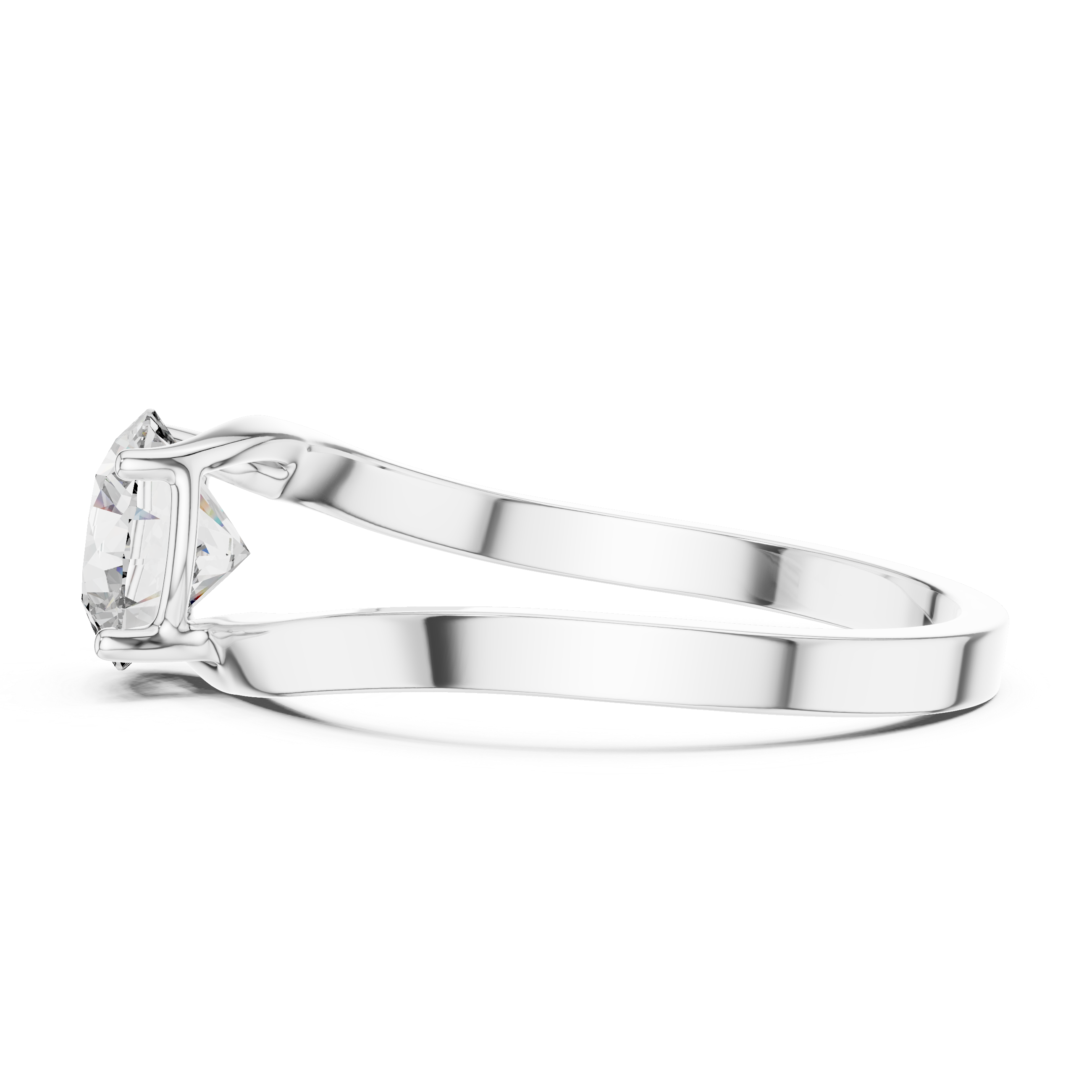 Round Lab Diamond Bypass Solitaire Engagement Ring