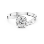 Round Lab Diamond Bypass Solitaire Engagement Ring