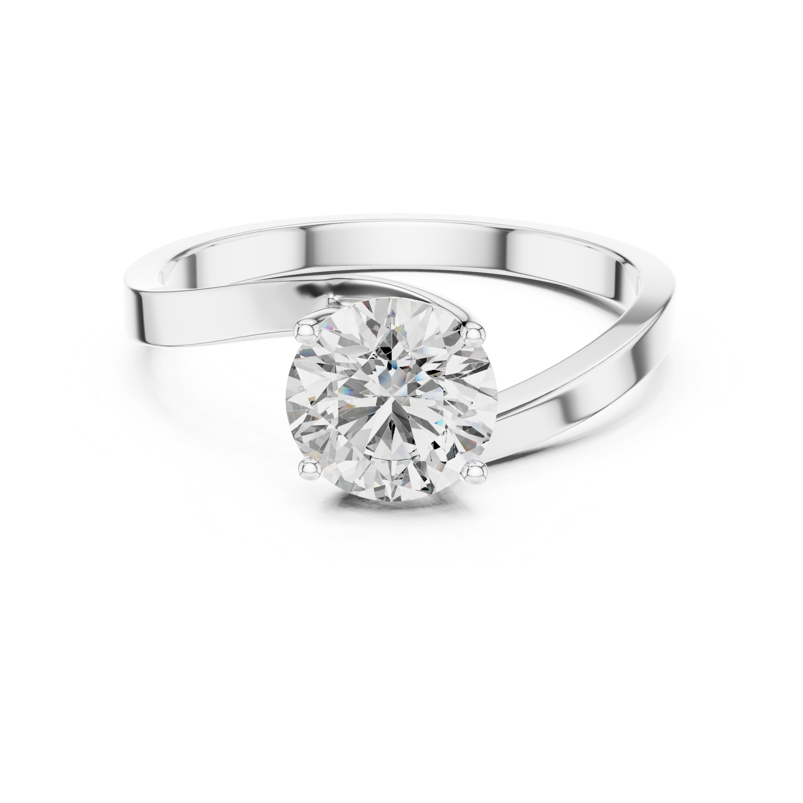 Round Lab Diamond Bypass Solitaire Engagement Ring