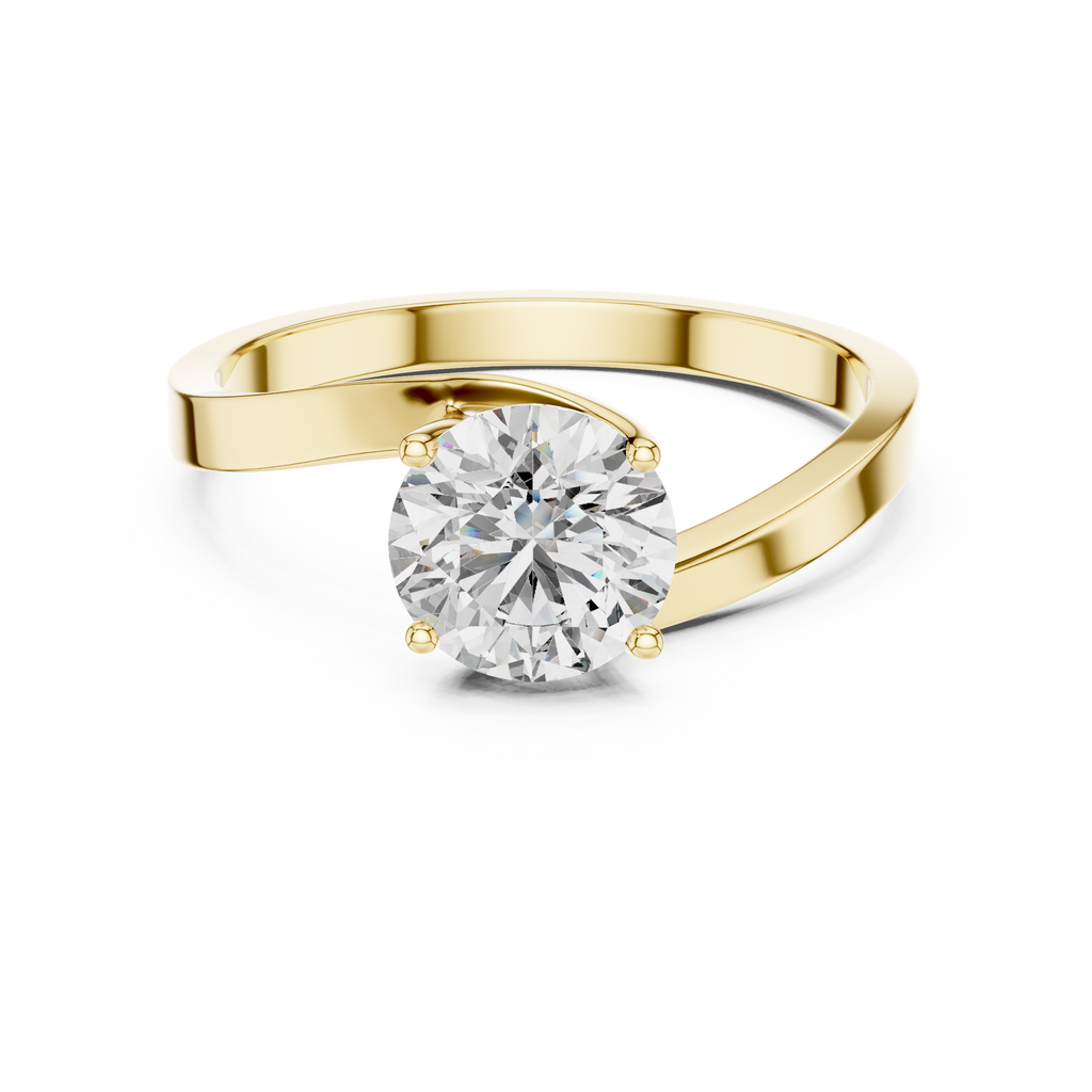 Round Lab Diamond Bypass Solitaire Engagement Ring