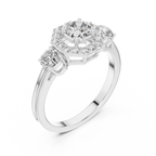 Octagon Lab Diamond Three Stone Engagement Ring