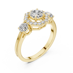 Octagon Lab Diamond Three Stone Engagement Ring