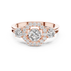 Octagon Lab Diamond Three Stone Engagement Ring