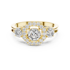 Octagon Lab Diamond Three Stone Engagement Ring