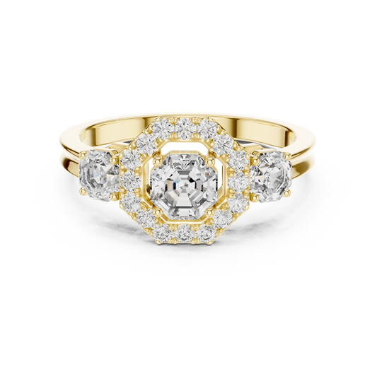 Octagon Lab Diamond Three Stone Engagement Ring