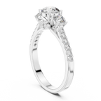 Round Cut Lab Diamond Three Stone Engagement Ring