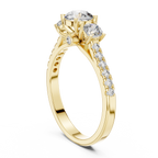 Round Cut Lab Diamond Three Stone Engagement Ring