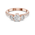 Round Cut Lab Diamond Three Stone Engagement Ring