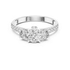 Round Cut Lab Diamond Three Stone Engagement Ring