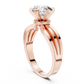 Round Cut Lab Diamond Three Band Engagement Ring