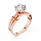 Round Cut Lab Diamond Three Band Engagement Ring