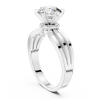 Round Cut Lab Diamond Three Band Engagement Ring