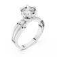 Round Cut Lab Diamond Three Band Engagement Ring