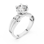 Round Cut Lab Diamond Three Band Engagement Ring