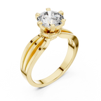 Round Cut Lab Diamond Three Band Engagement Ring