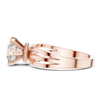 Round Cut Lab Diamond Three Band Engagement Ring