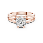 Round Cut Lab Diamond Three Band Engagement Ring