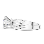 Round Cut Lab Diamond Three Band Engagement Ring