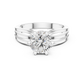 Round Cut Lab Diamond Three Band Engagement Ring