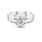 Round Cut Lab Diamond Three Band Engagement Ring