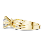 Round Cut Lab Diamond Three Band Engagement Ring