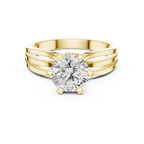Round Cut Lab Diamond Three Band Engagement Ring