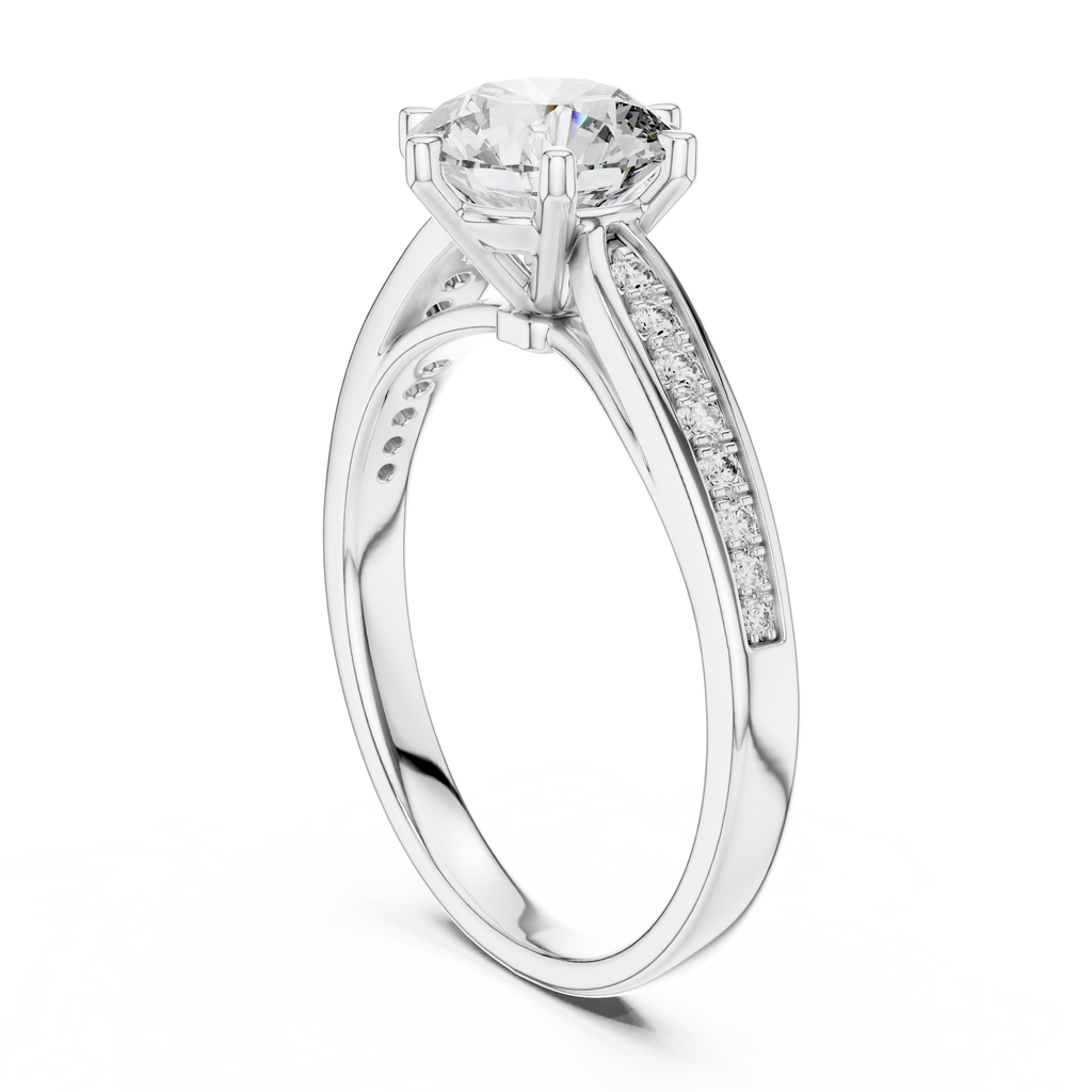 Solitaire Accent Ring With Round Cut Lab Diamond