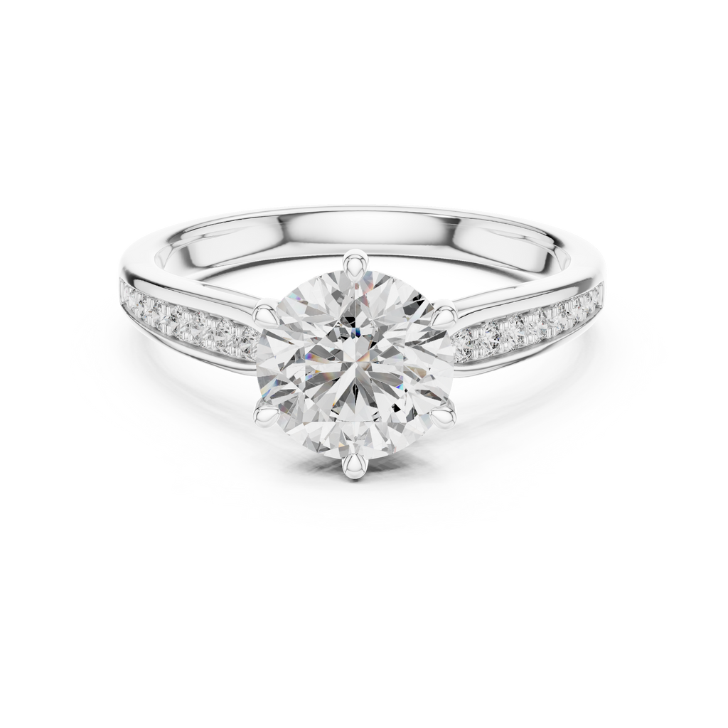 Solitaire Accent Ring With Round Cut Lab Diamond