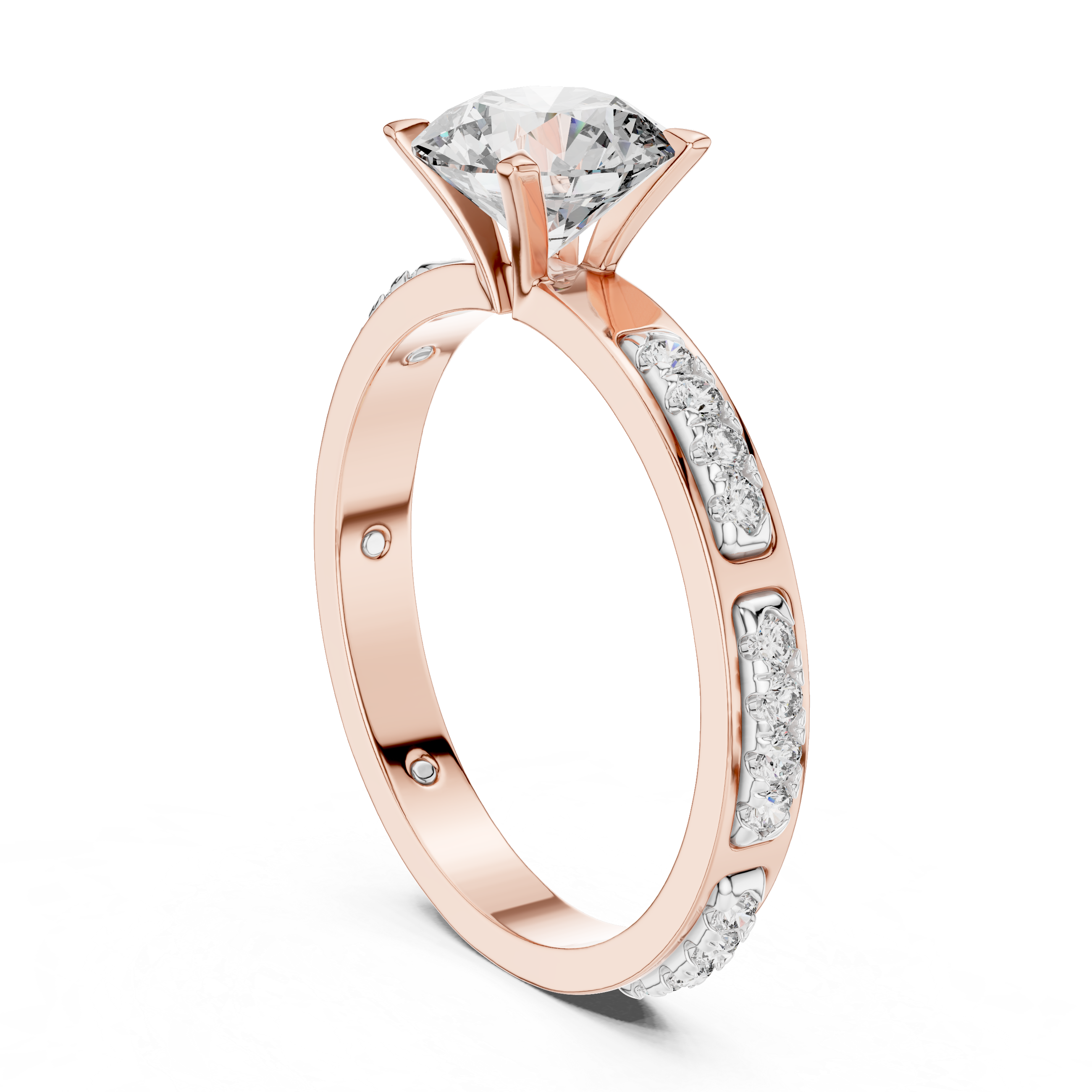 Round Cut Diamond Solitaire Ring With Accent Setting