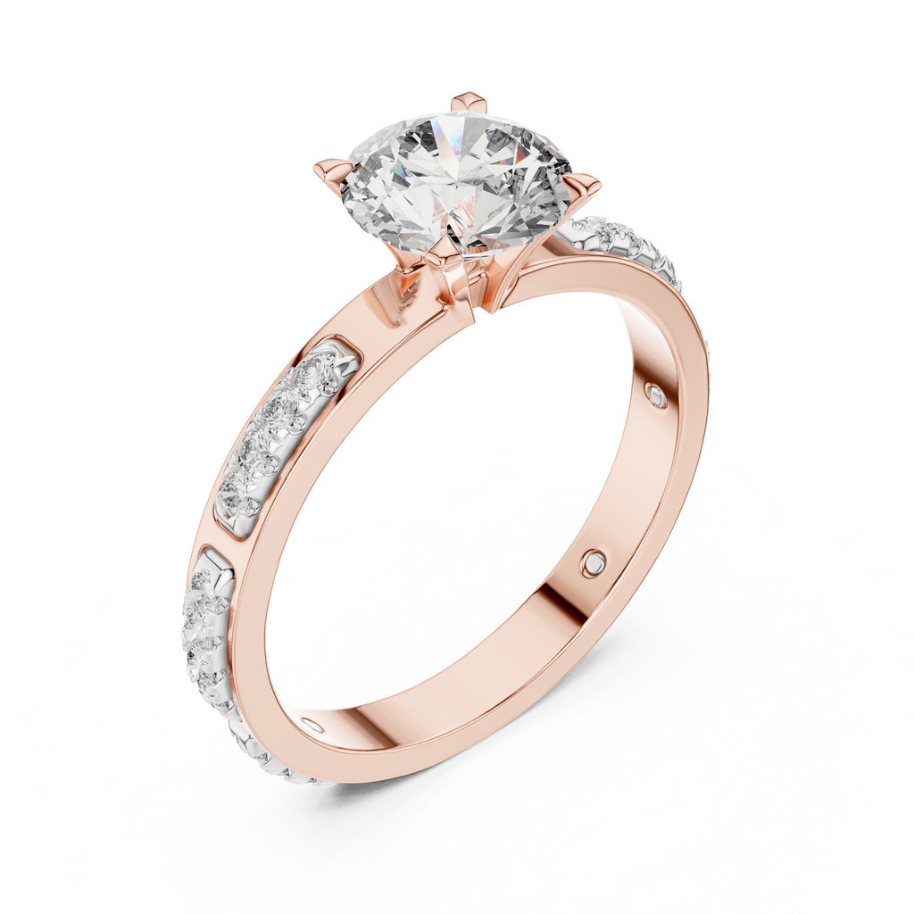 Round Cut Diamond Solitaire Ring With Accent Setting