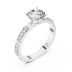 Round Cut Diamond Solitaire Ring With Accent Setting