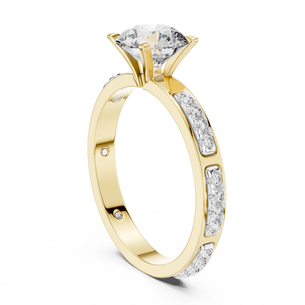 Round Cut Diamond Solitaire Ring With Accent Setting