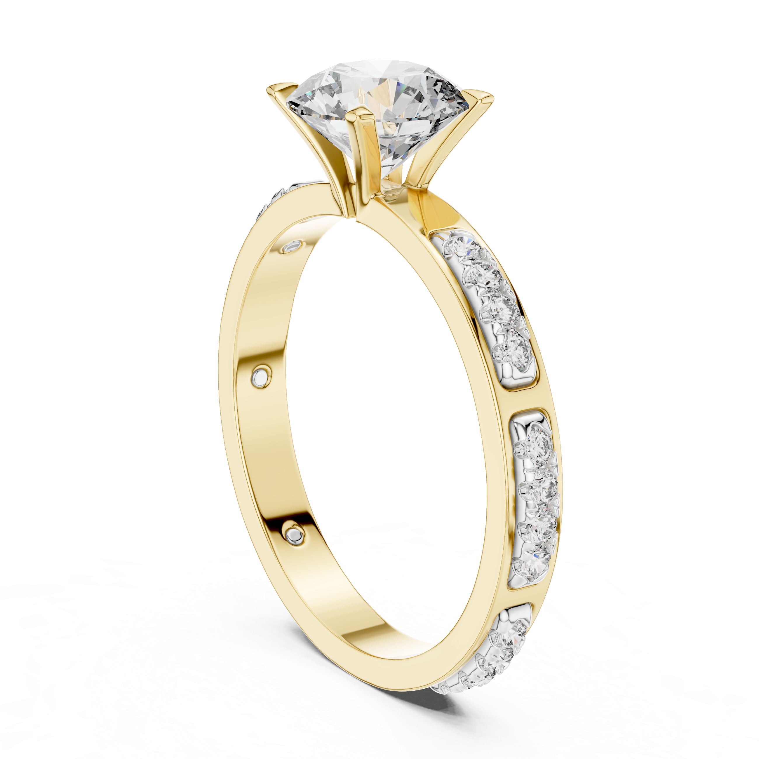 Round Cut Diamond Solitaire Ring With Accent Setting