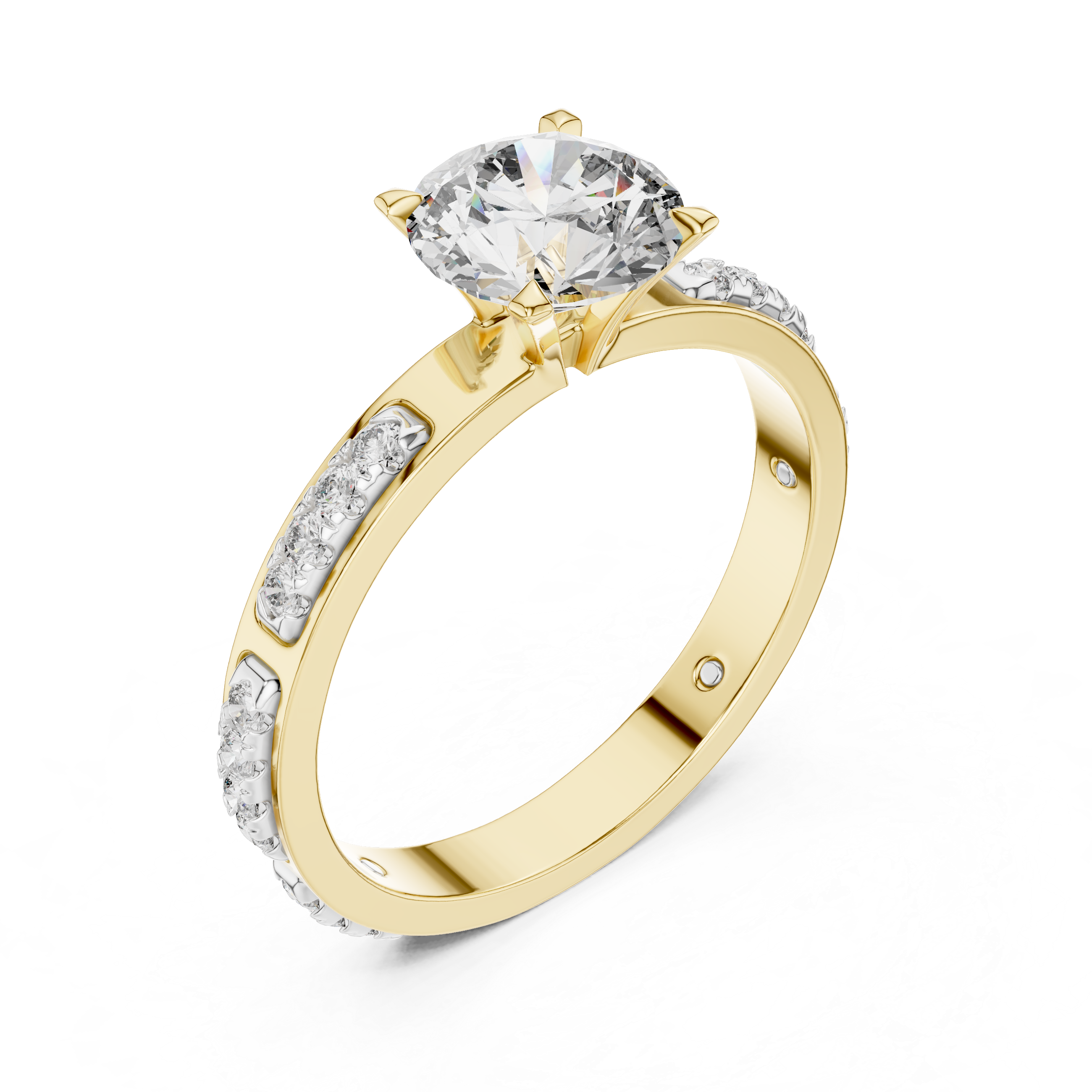 Round Cut Diamond Solitaire Ring With Accent Setting