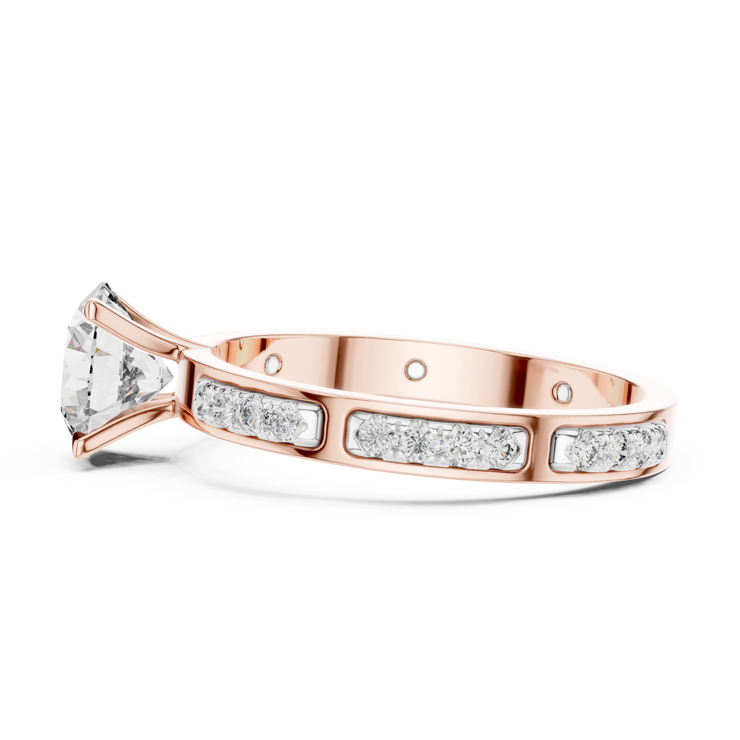 Round Cut Diamond Solitaire Ring With Accent Setting