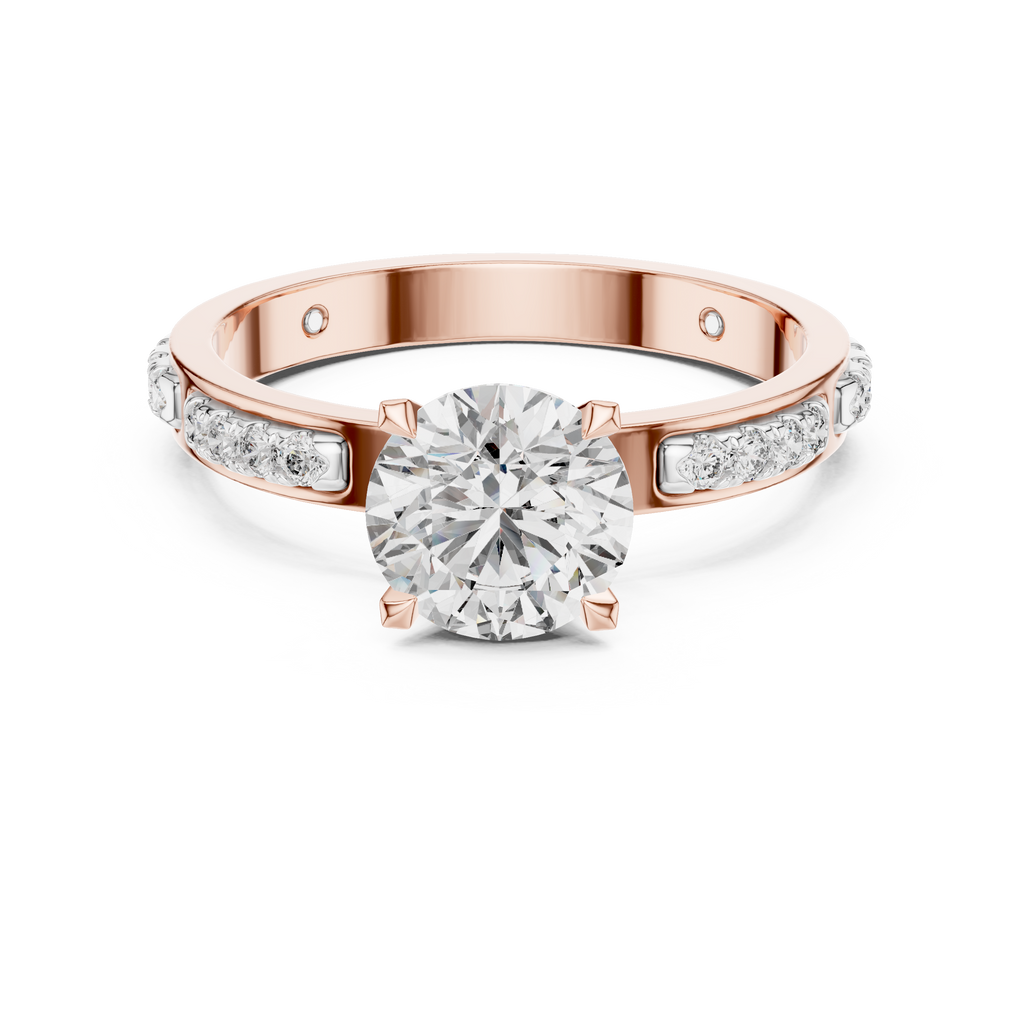Round Cut Diamond Solitaire Ring With Accent Setting