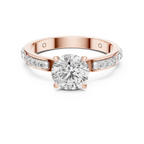 Round Cut Diamond Solitaire Ring With Accent Setting