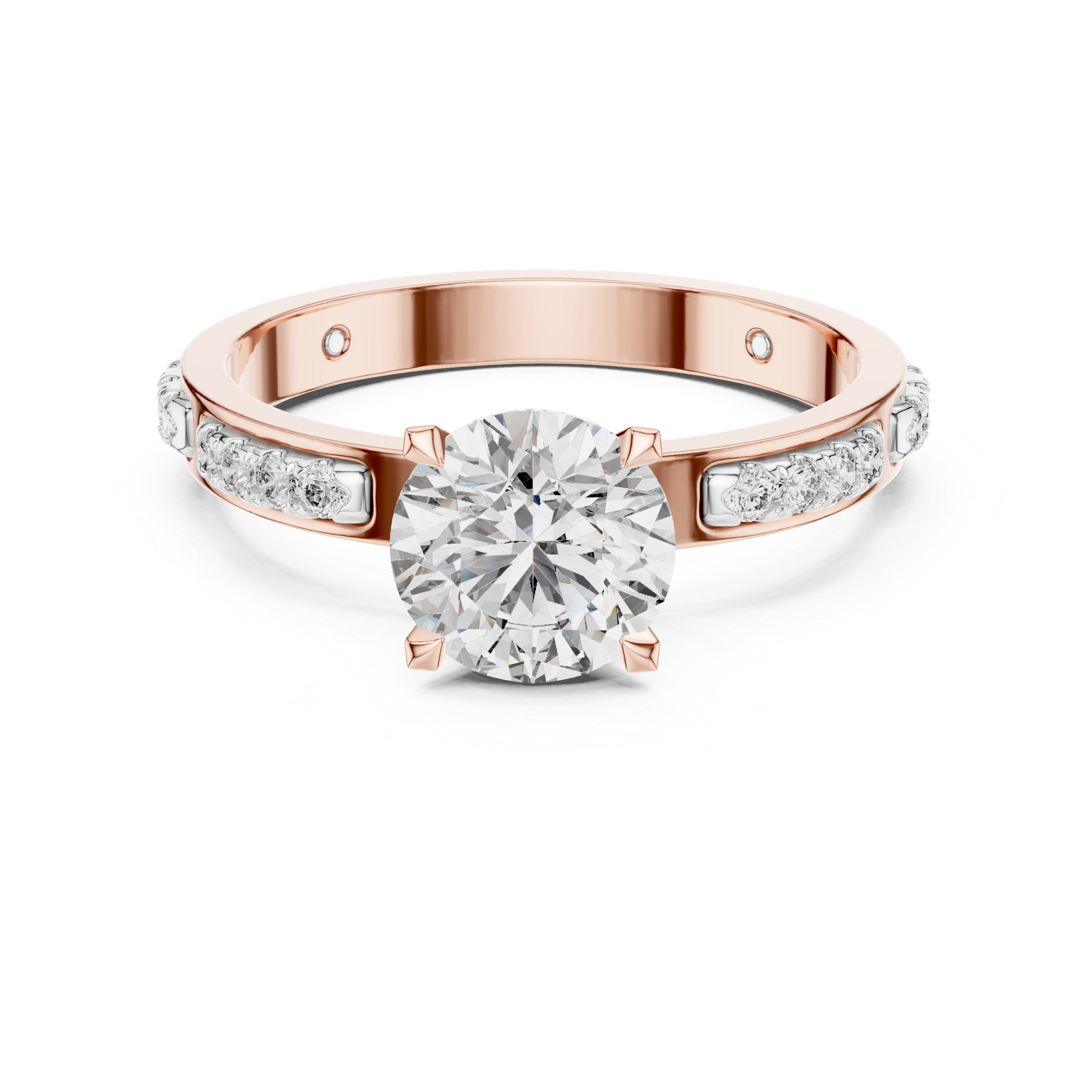 Round Cut Diamond Solitaire Ring With Accent Setting