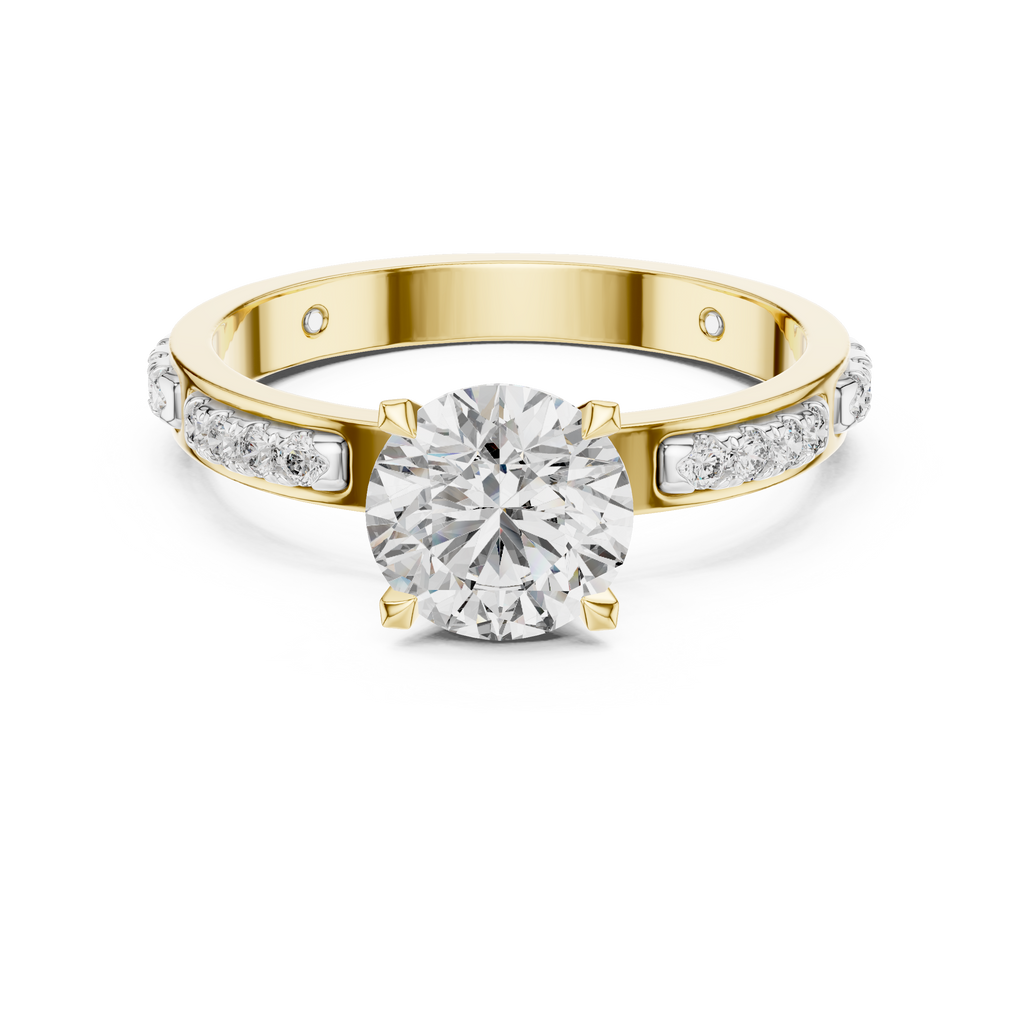Round Cut Diamond Solitaire Ring With Accent Setting