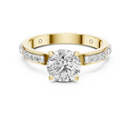 Round Cut Diamond Solitaire Ring With Accent Setting