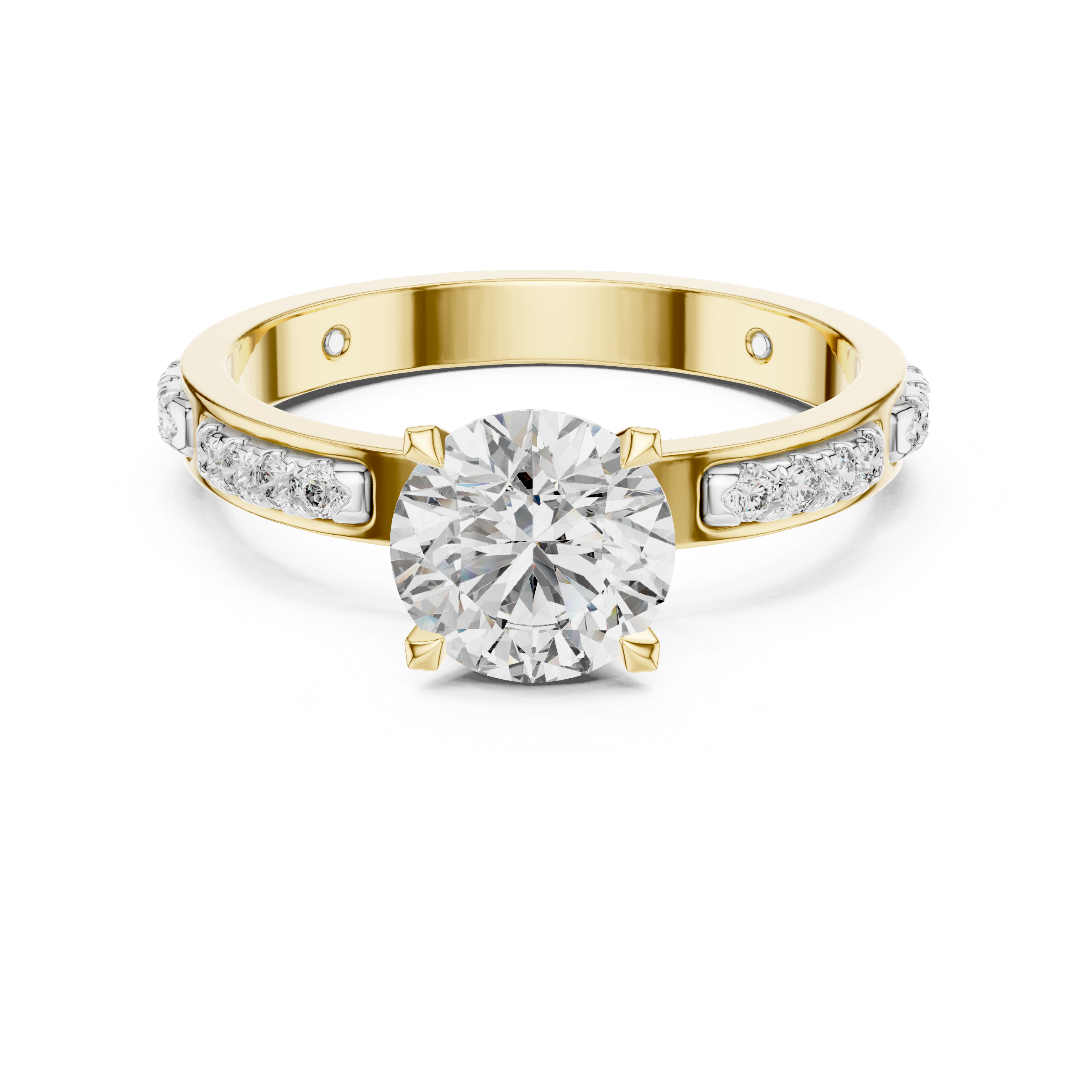 Round Cut Diamond Solitaire Ring With Accent Setting