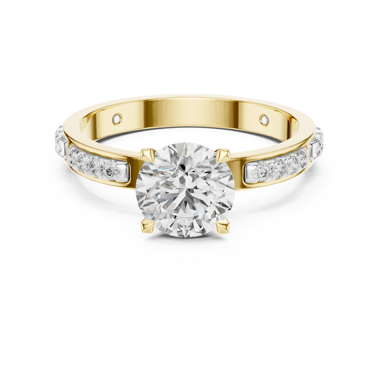 Round Cut Diamond Solitaire Ring With Accent Setting