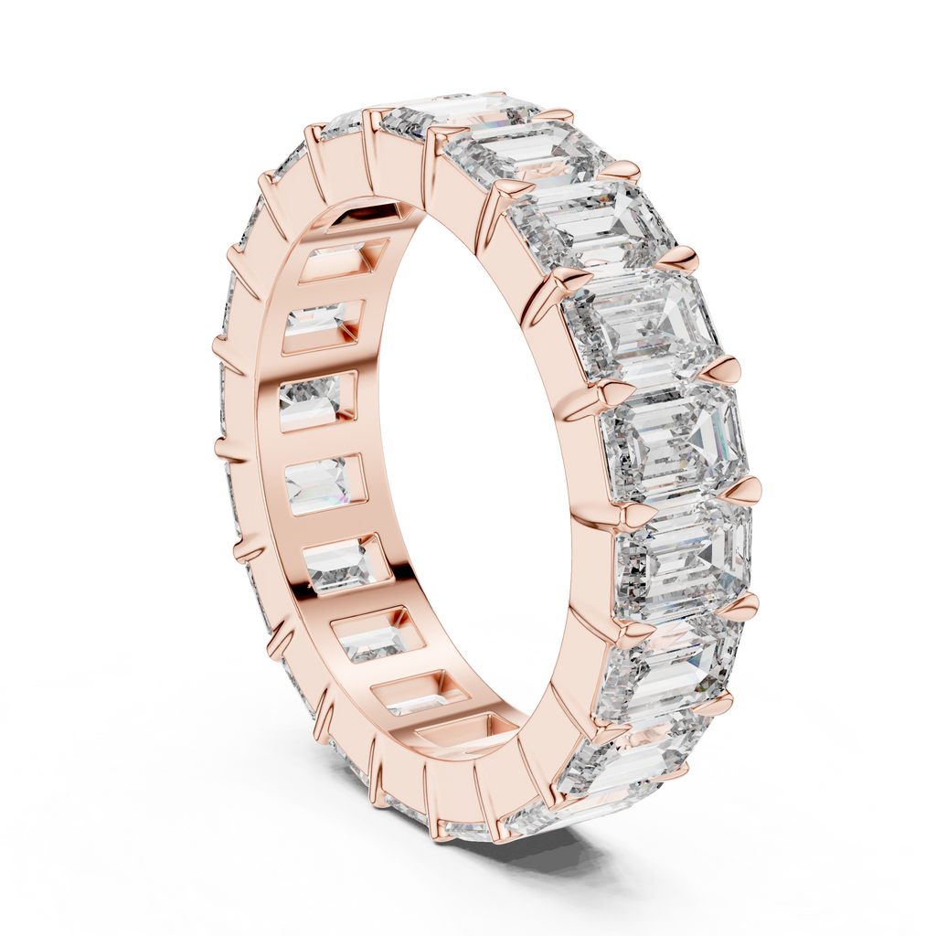 Emerald Cut Lab Diamond Eternity Wedding Band
