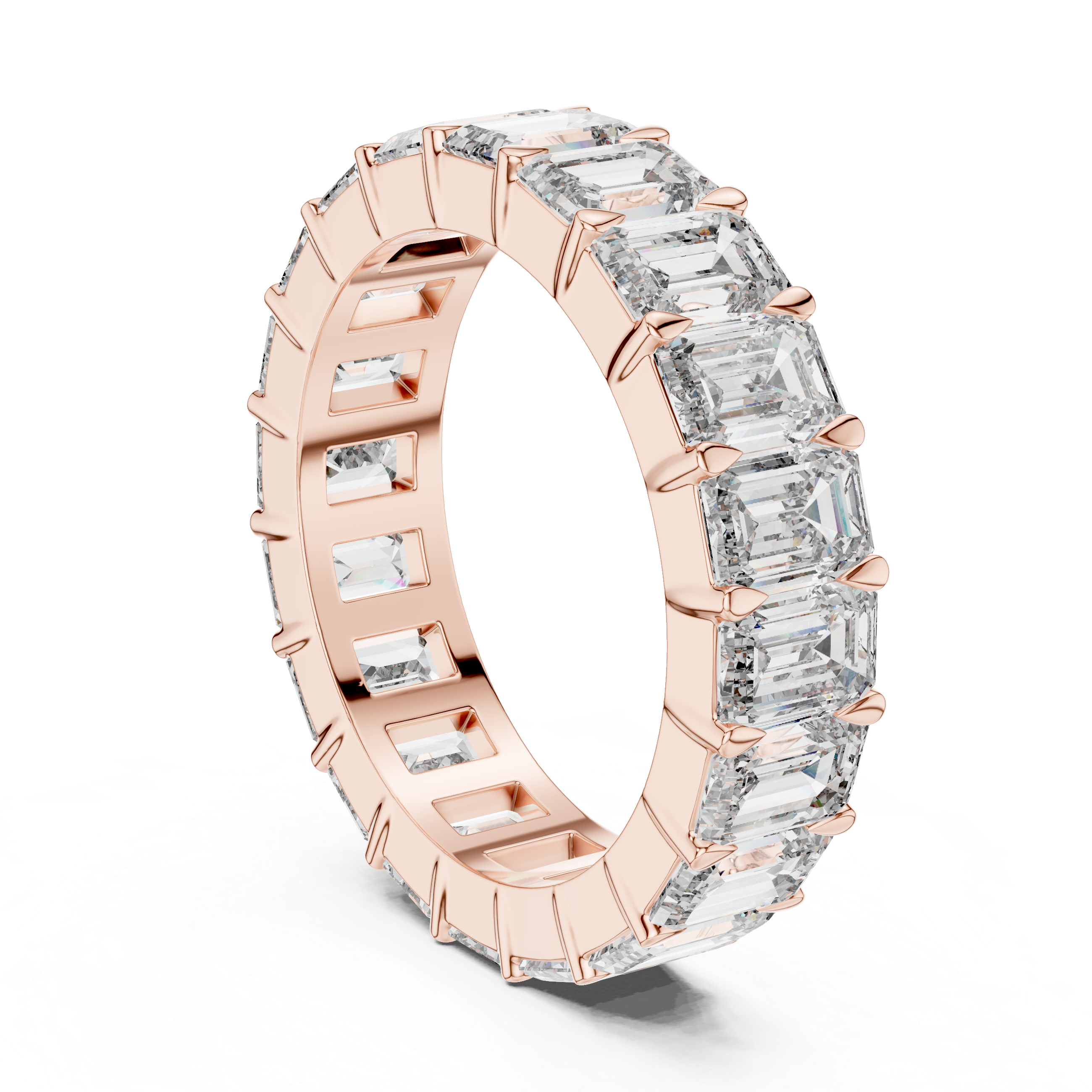 Emerald Cut Lab Diamond Eternity Wedding Band