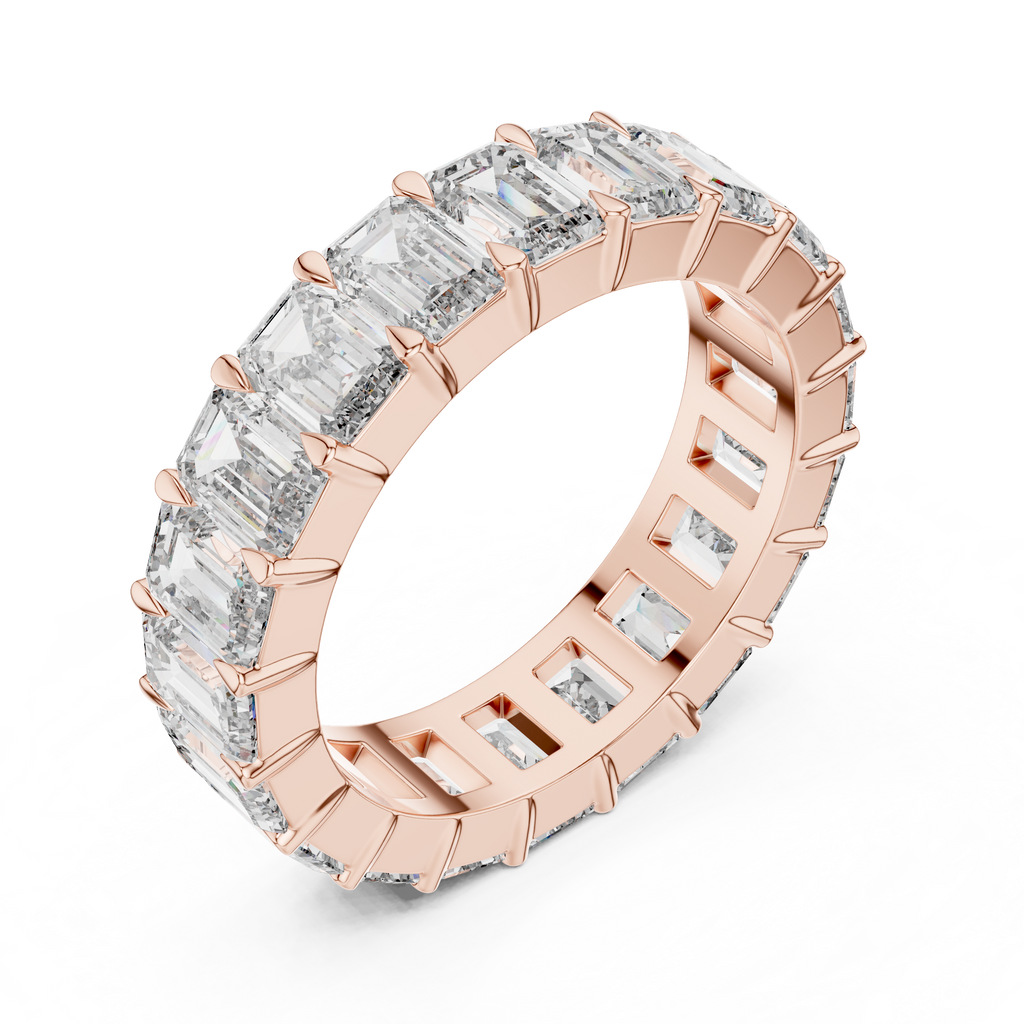 Emerald Cut Lab Diamond Eternity Wedding Band