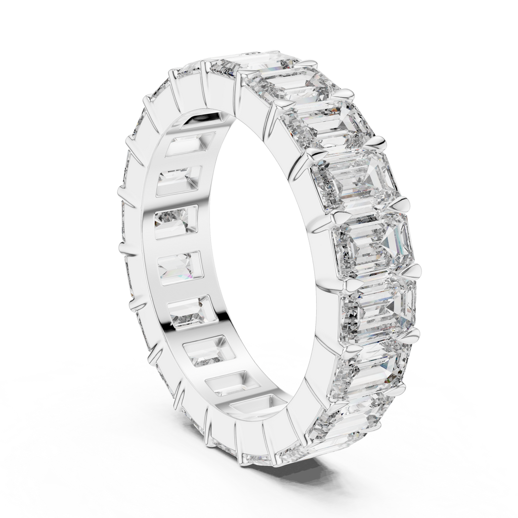 Emerald Cut Lab Diamond Eternity Wedding Band