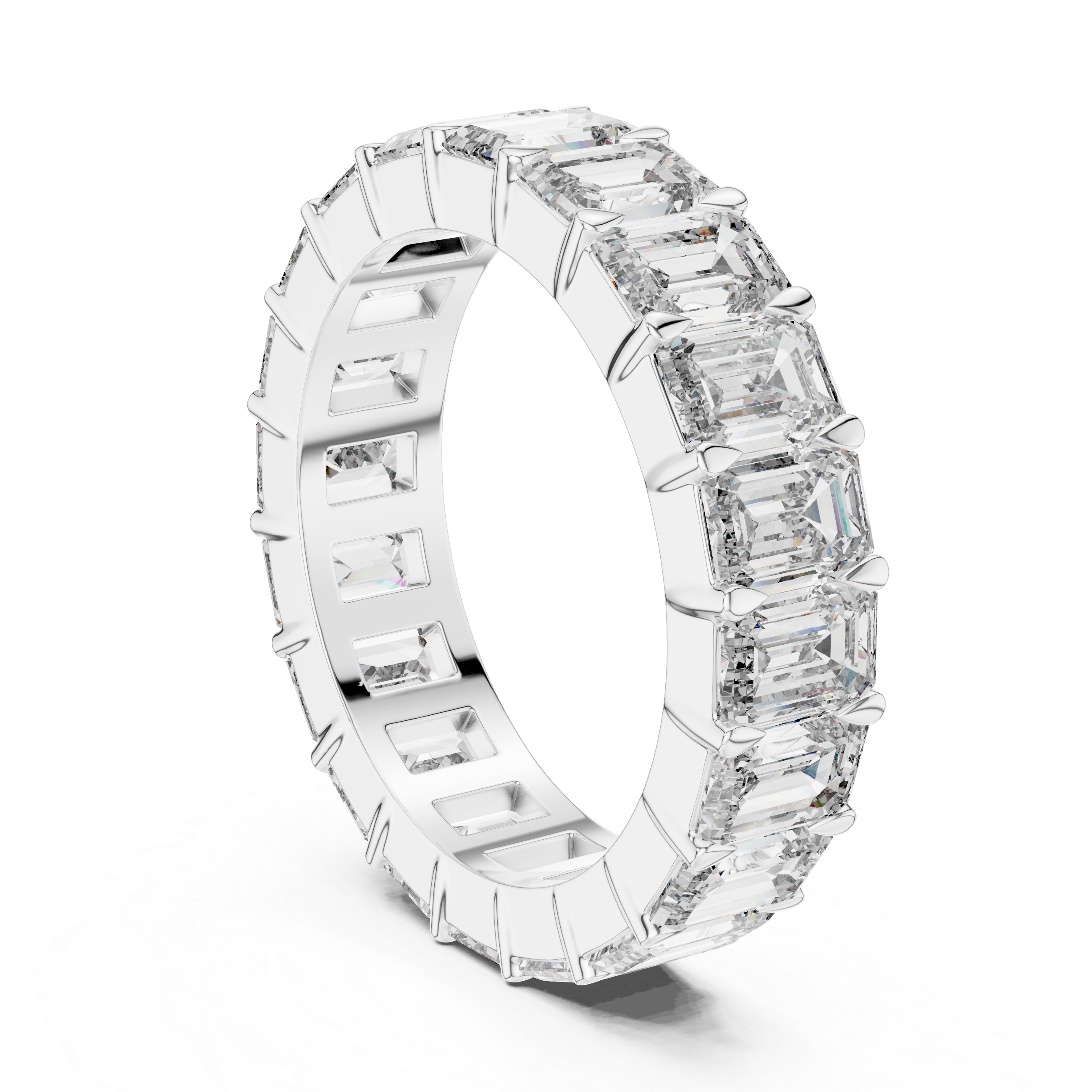 Emerald Cut Lab Diamond Eternity Wedding Band