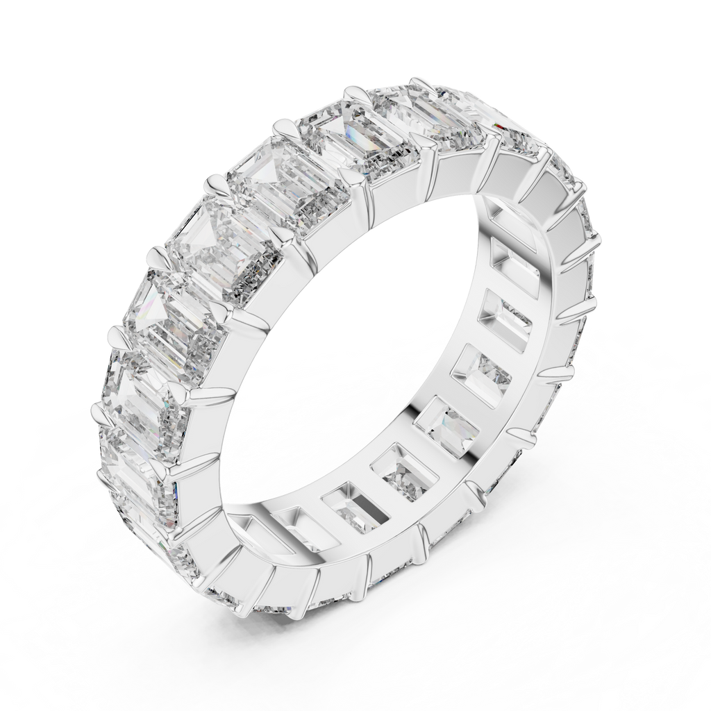 Emerald Cut Lab Diamond Eternity Wedding Band