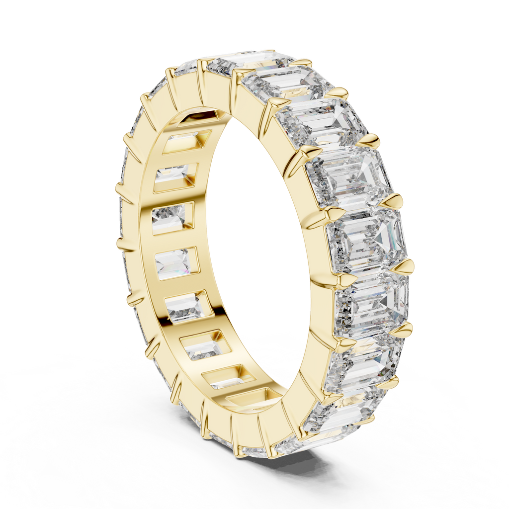 Emerald Cut Lab Diamond Eternity Wedding Band