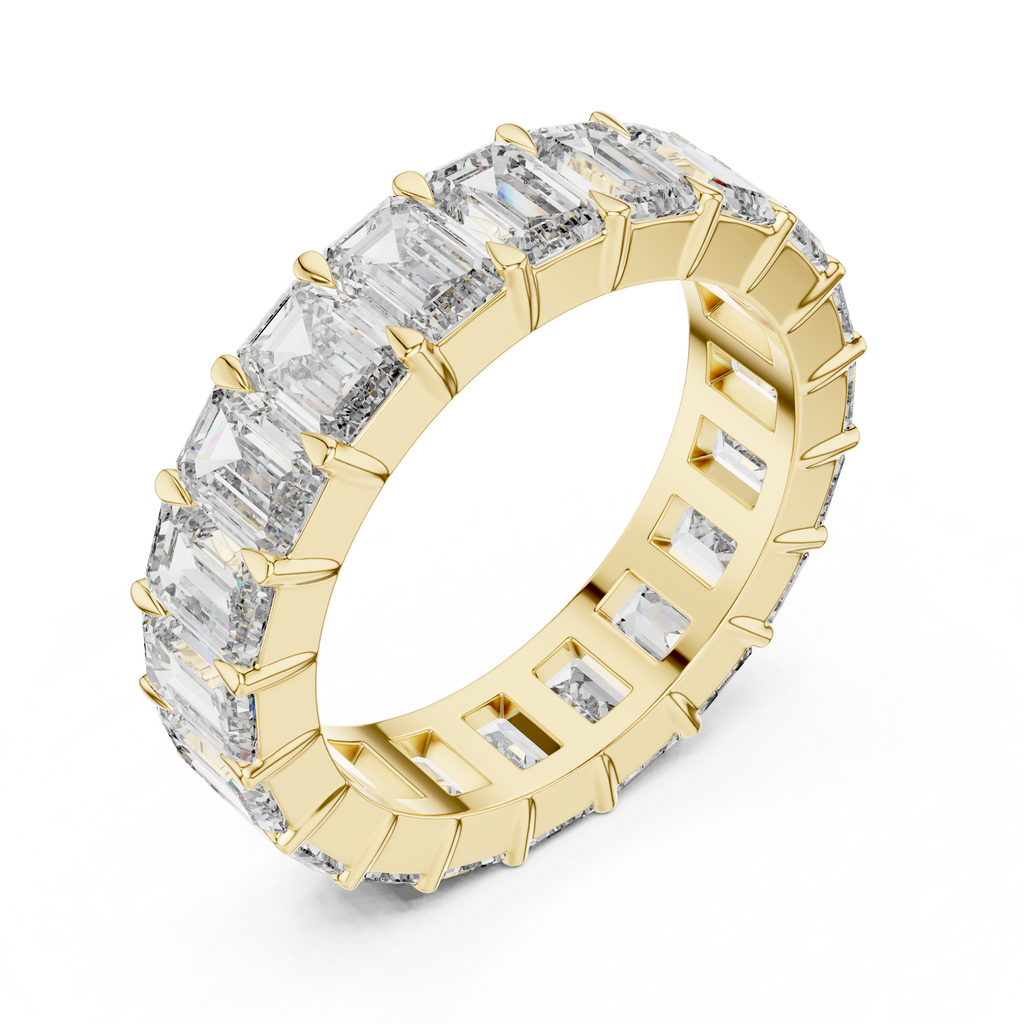Emerald Cut Lab Diamond Eternity Wedding Band